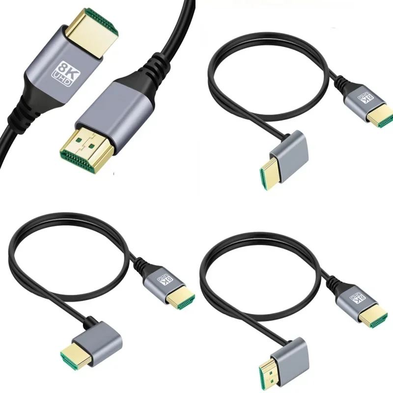 8K HDMI 2.1V Cable Male To Male Cord 90 Degree Left/Right/UP/Down Angle 8K HDMI Cable for HD TV Laptop Projector PS4 PS5 Cable