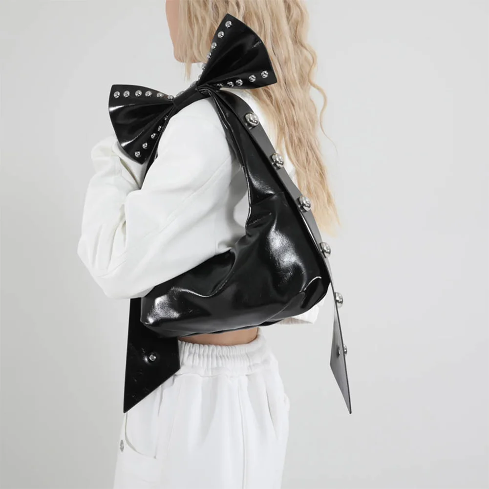 

Underarm Bag for Women Rivet Punk Handbag PU Leather Y2K Studded Clutch Purse Hobo Bag for Work Travel