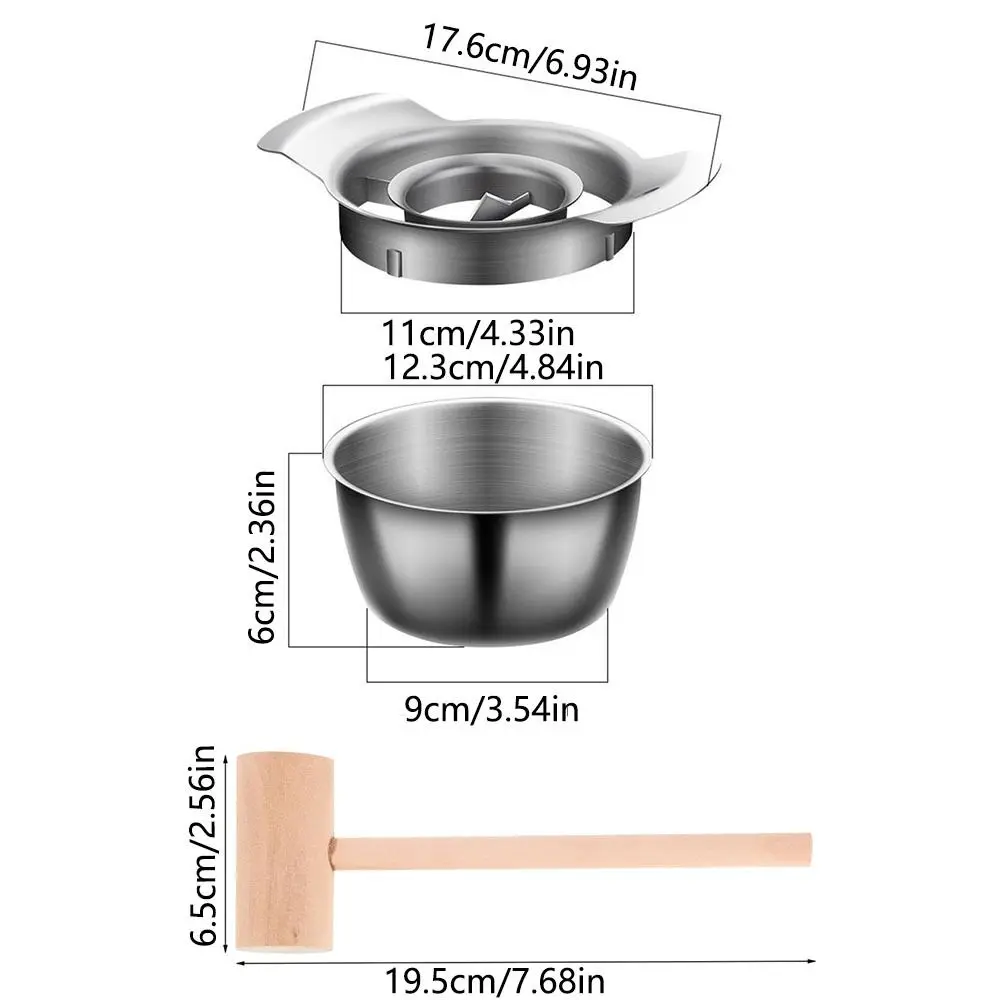 Stainless Steel Pomegranate Peeling Pulp Separator Bowl Non-slip Pomegranate Seed Remover Durable Wooden Hammer