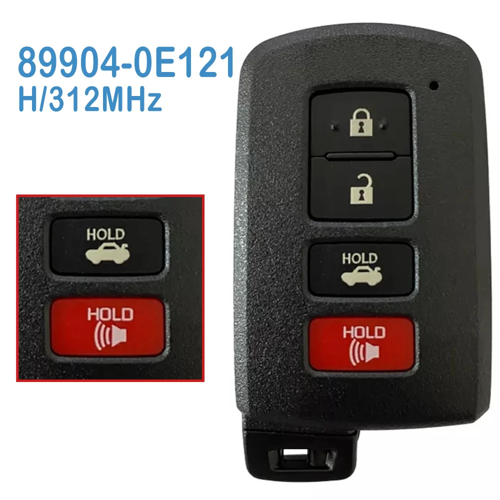 

89904-0E121 Auto Smart Remote Board#:2110 H Chip 312MHz 3+1B Replace Car Key For Toyota Highlander Land Cruiser Tacoma Prius C