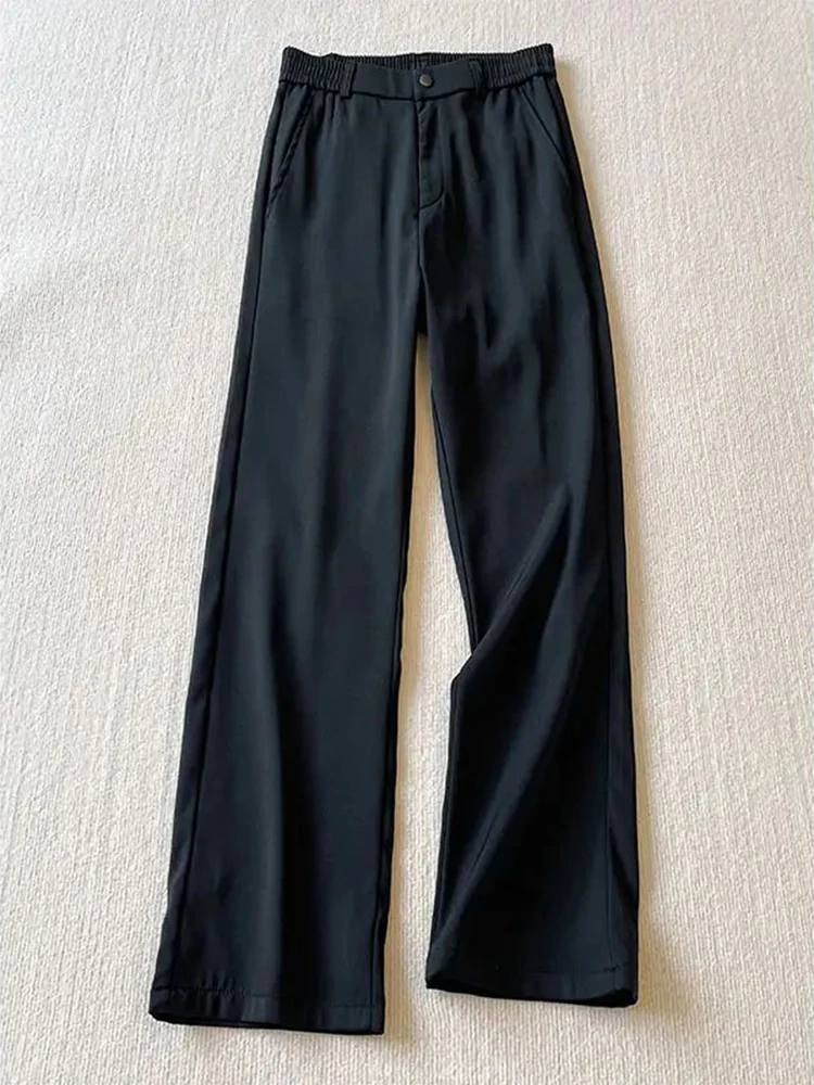 Cleanfit Men's Straight Leg Casual Pants Drapey Slim Fit High Rise Spring Autumn Long Trousers Faionable Youth Sle