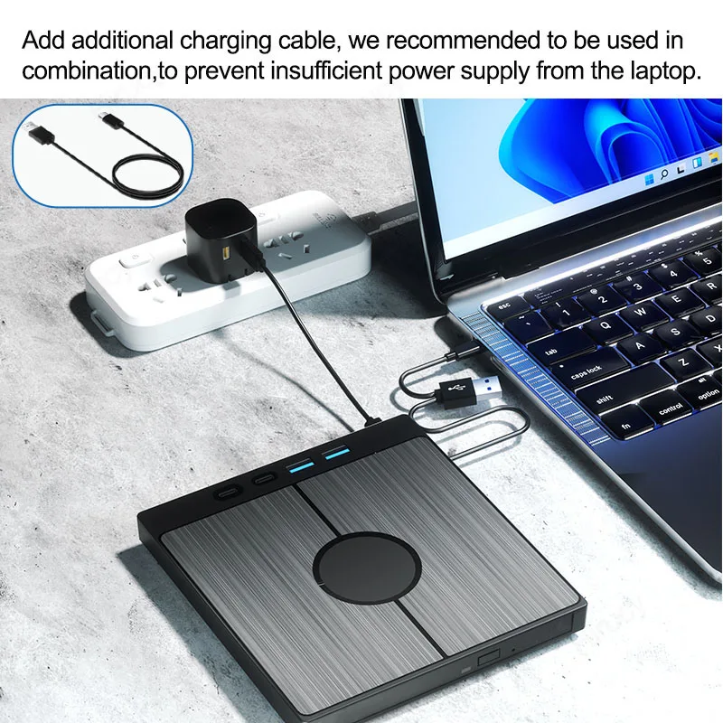7-in-1 USB 3.0 Type C External CD DVD RW Optical Drive DVD Player Burner Reader Multi-Function Drive For Windows Mac PC Laptop