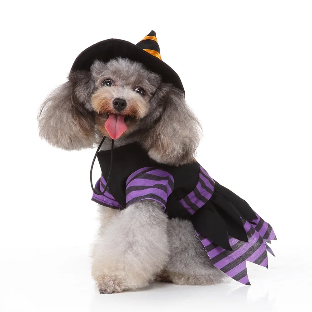 

Pet Witch Costume For Puppy Dog Durable Fashion Design Outdoor Walking Jogging Party Clothes Halloween Special Occasion