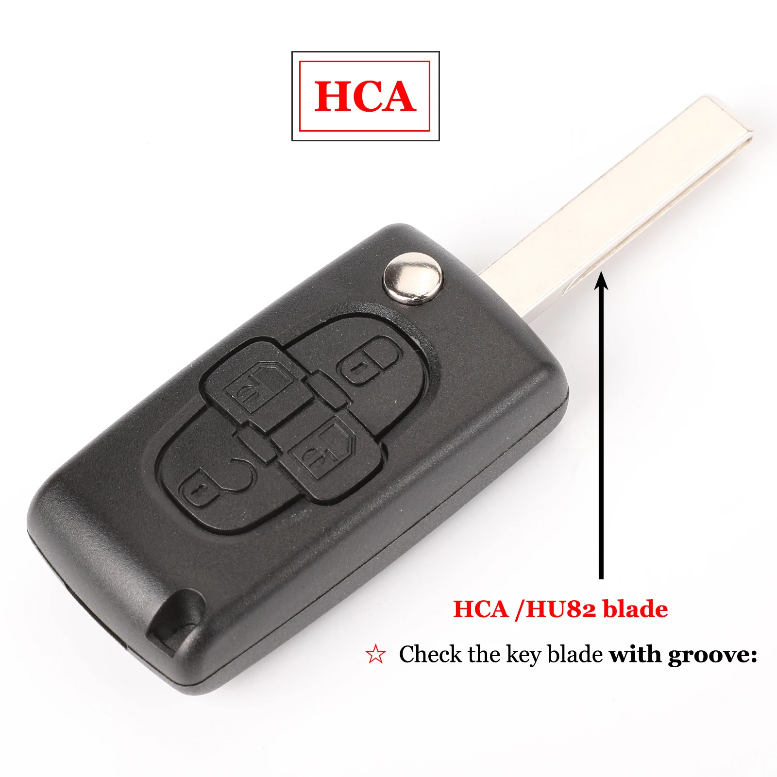 Jingyuqin 4-Tasten-Fernbedienungs-Klappschlüsselgehäuse für Peugeot 1007 für Citroen C8 VA2/HU82 Blade CE0523