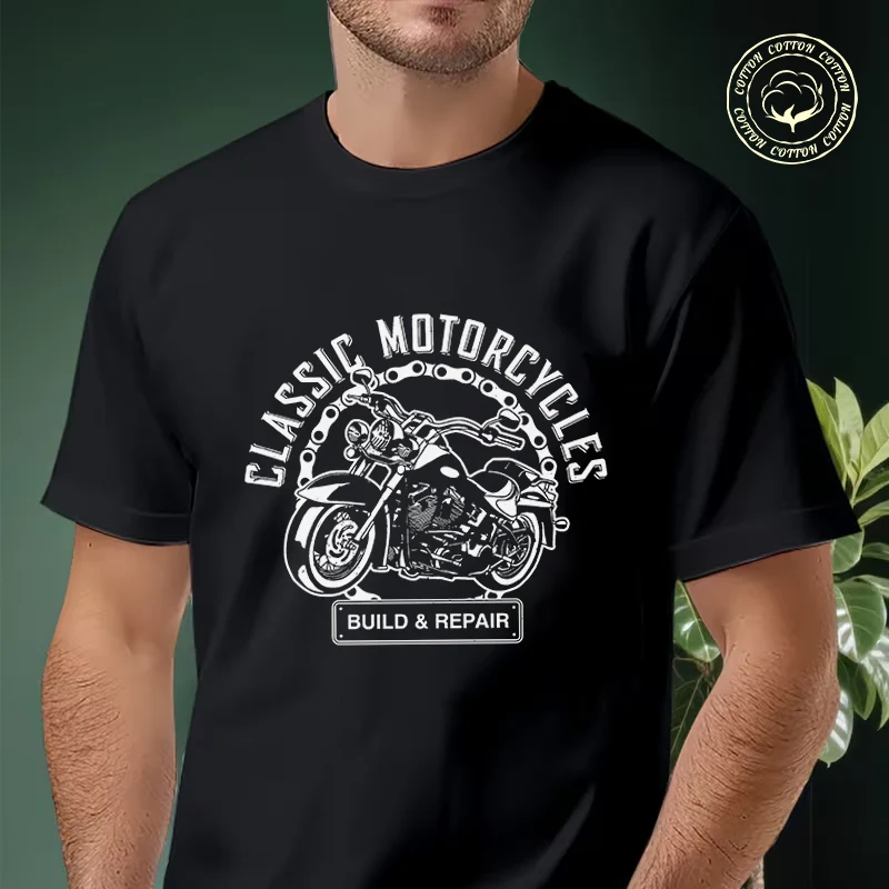 

2026 Men Cotton Casual T-shirts Classic Motorcycles Vintage Tee Men s Summer Cycling Sportswear Tops