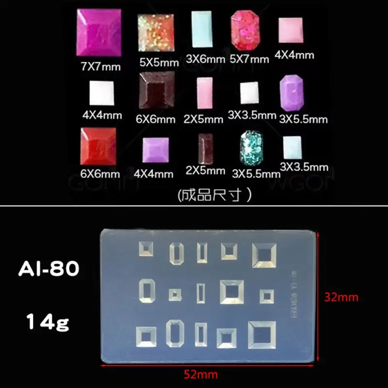 DIY Nail Art Silicone Mold 3D for Cat Rabbit Wing Square Resin Mold Jewelry Tool