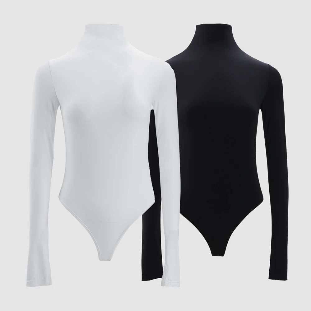 

Облегающая женская футболка с высоким воротом и длинным рукавом, стильный и элегантный повседневный топ, универсальная многослойная майка, новинка весны 2026