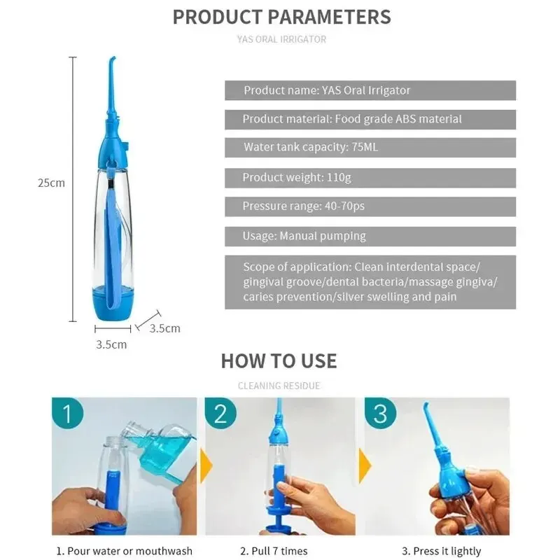 Oral Irrigator Teeth Cleaner Water Jet Tooth Health Water Non-electric Household Portable Oral Irrigator Flossing LV160 New