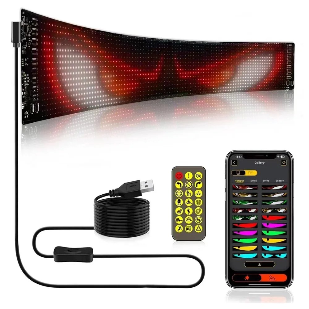

LED Matrix Pixel Panel Scrolling Bright Advertising LED Signs Flexible USB 5V RGB LED Car Sign Bluetooth App Control Graffiti