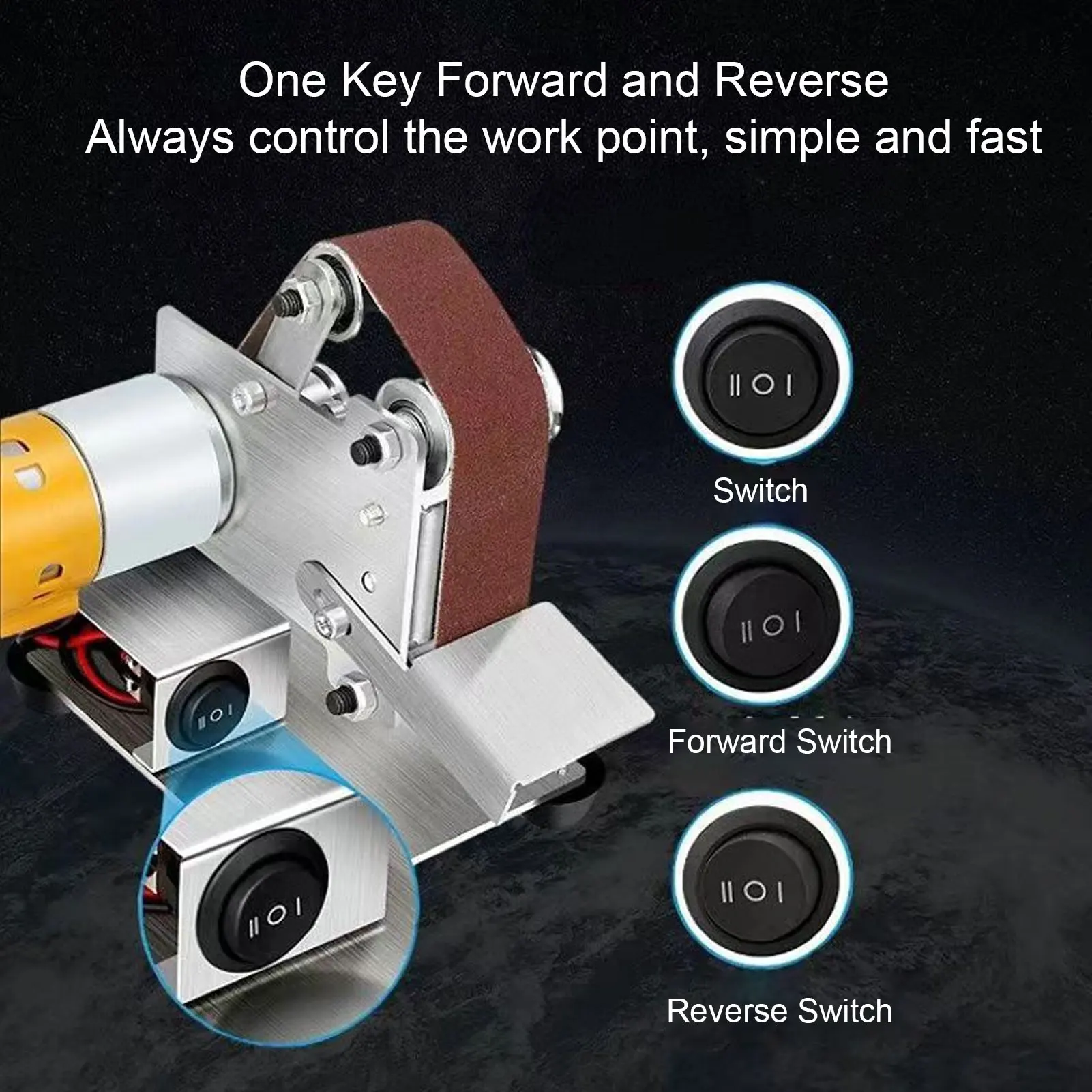 

Mini Belt Sander Double Bearing Adjustable Angle Vertical Belt Sanding Machine for Home Electric Polishing Grinding Belt Machine