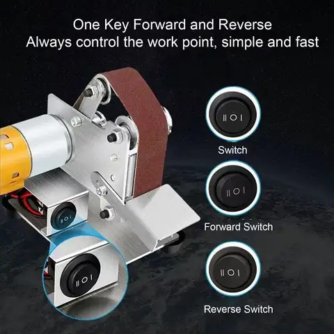 Mini ponceuse à bande, Double roulement, Angle réglable, ponceuse à bande verticale pour polissage électrique domestique, Machine à bande de meulage