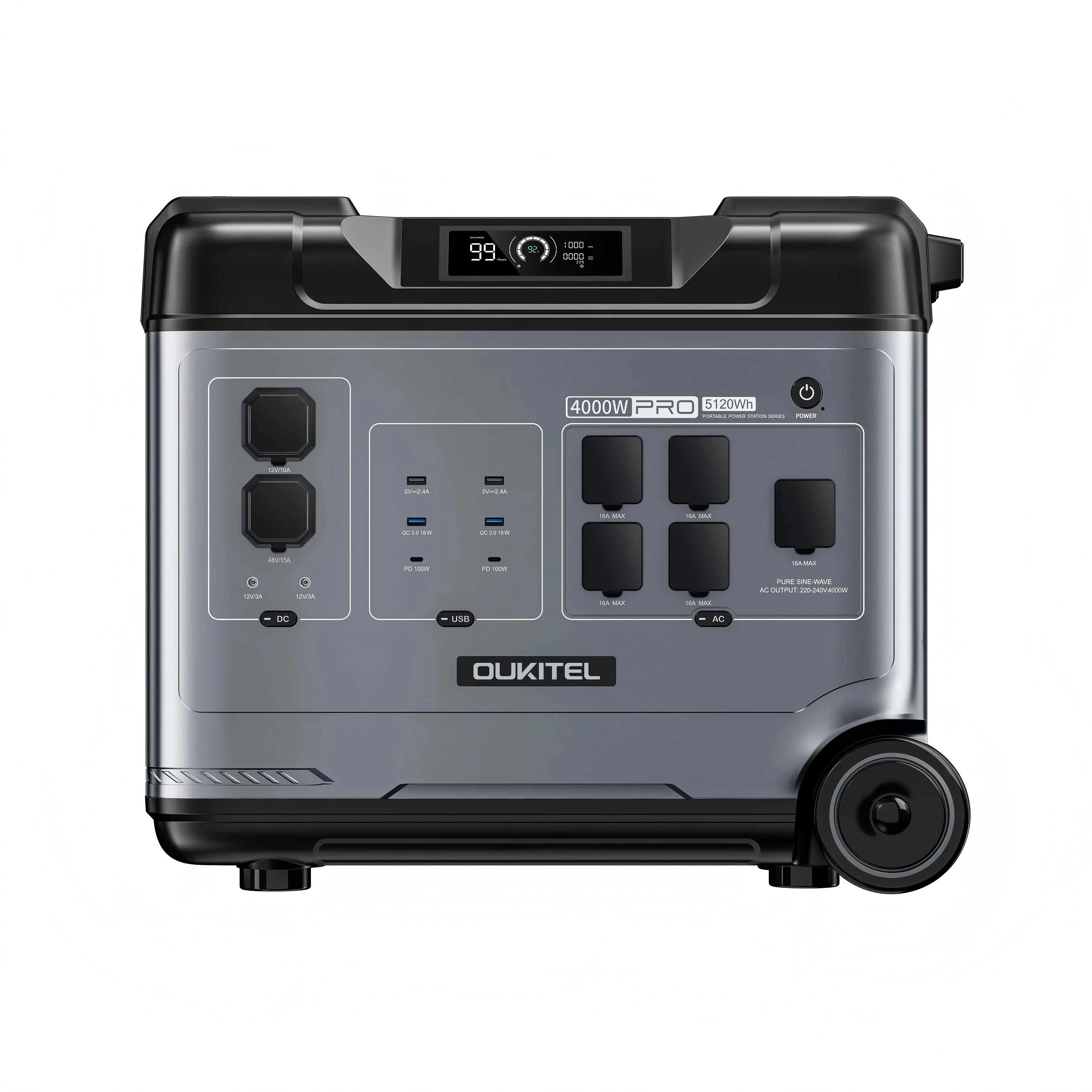 OUKITEL P5000 Pro 4000W 5120Wh draagbare LiFePO4-energiecentrale, op zonne-energie werkende generator, noodstroomvoorziening voor huishoudelijke stroomuitval, batterij voor kamperen, reizen met