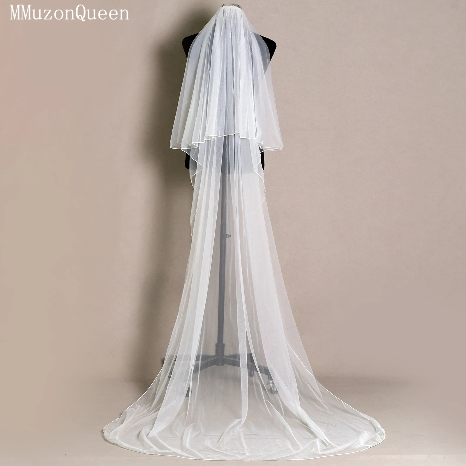 TOPQUEEN Pencil Edge Voile MariE White Ivory Double-Layered Veil Tulle With Hair Comb Wedding Accessories Customizable V17
