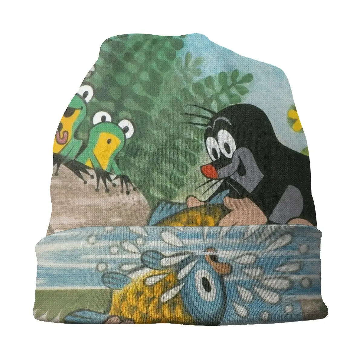 للجنسين طبقة مزدوجة غطاء محرك السيارة قبعة ، الضفدع الأسماك ، Krtek الكرتون ، قبعات رقيقة يندبروف ، قبعات تنفس #3