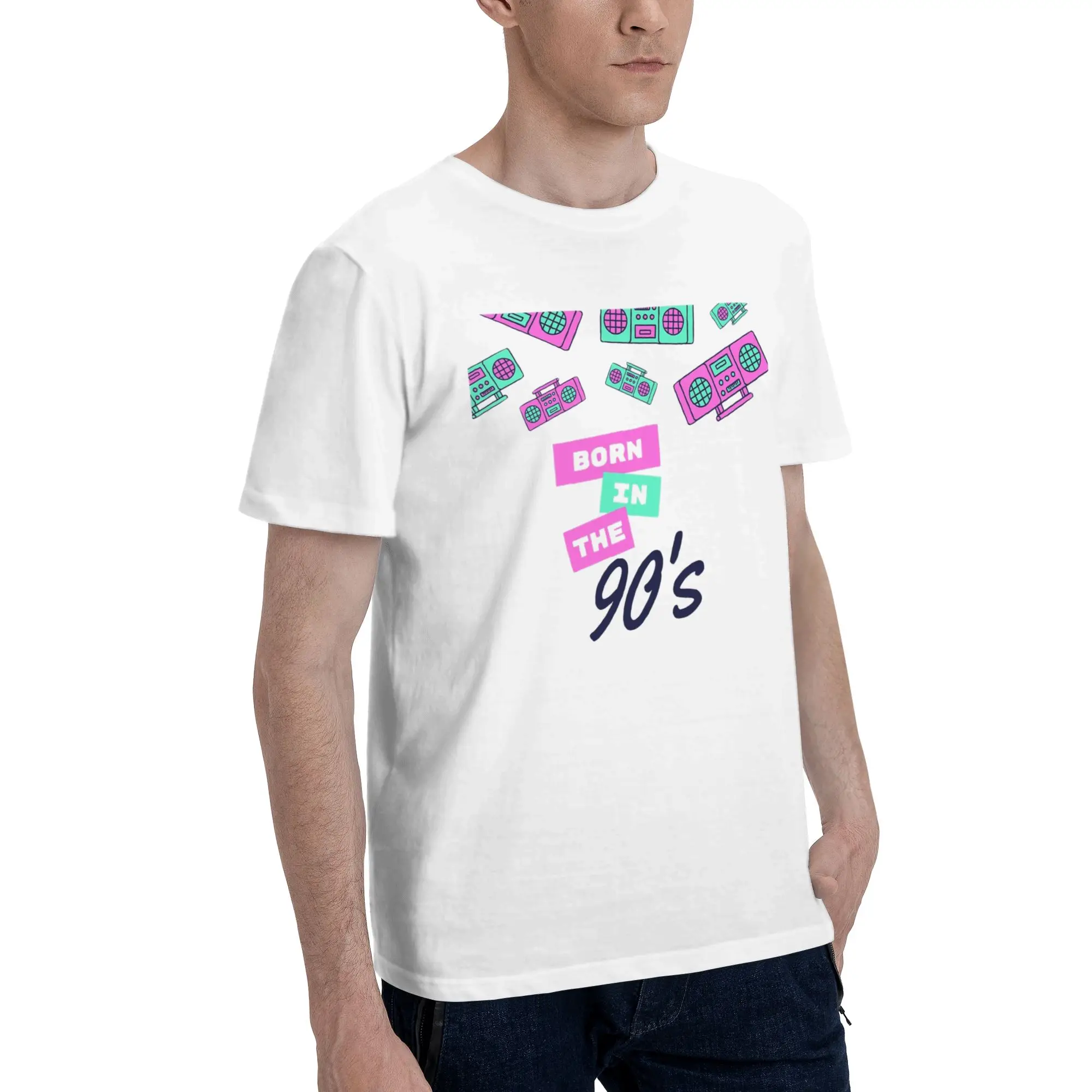 Men Women Born In The 80's Raised In The 90's Shirt Cotton New Arrival T-Shirt  Clothing Outfits