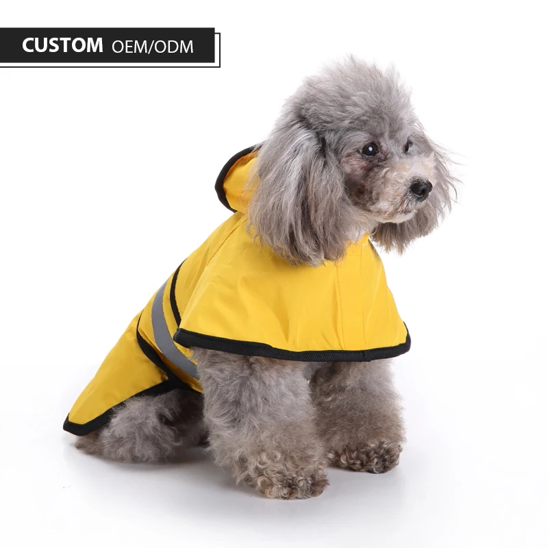 

OEM ODM custom cute reflective yellow pet raincoat summer breathable and waterproof