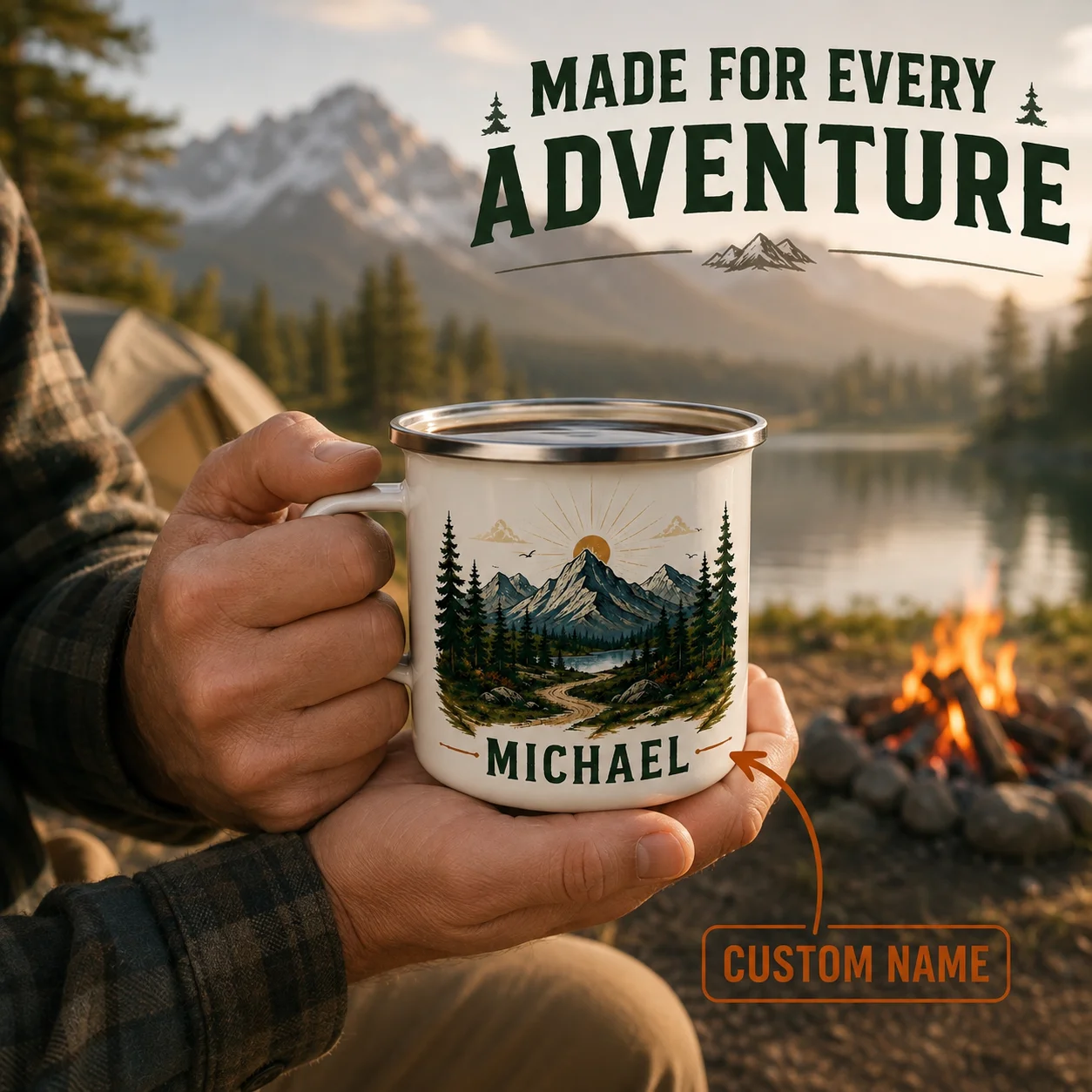 Outdoor Adventure Names - Kişiye Özel Dağ Emaye Kamp Kupası