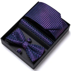 Nice Handmade  Bow Tie Handkerchief Pocket Squares Cufflink Set Necktie Box Paisley Sliver Fit Workplace