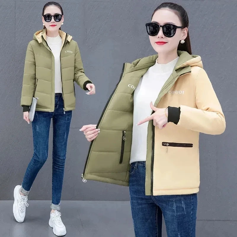 5XL 2024 Winter Double-Faced Outerwear Down Cotton Jacket Women Parkas Loose Hooded Thickened Cotton-Padded Jackets Overwear