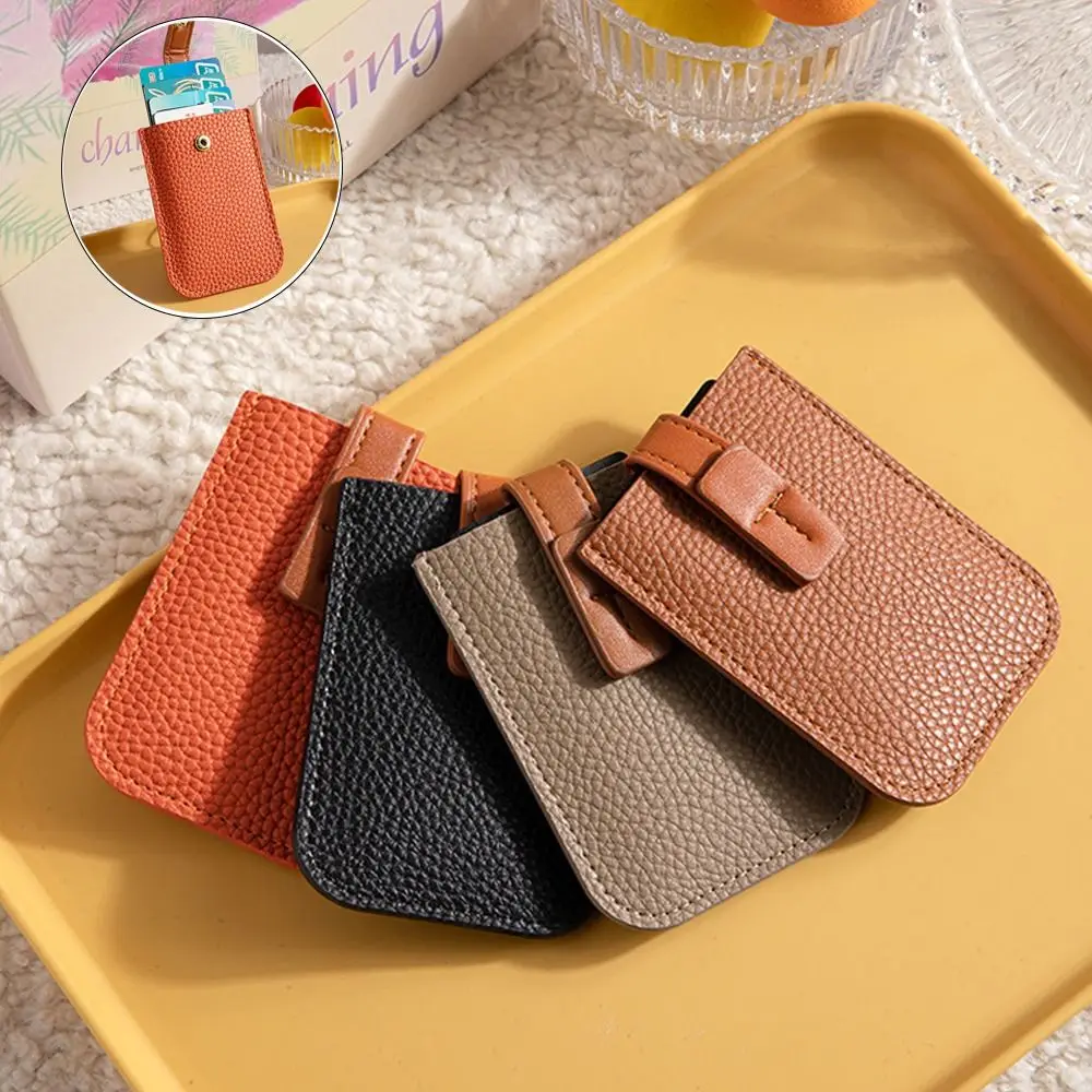 Laminated Concealed Mini Card Bag Slim Pull-out Hasp Multi-Slot PU Leather Purses Cardholder Money Clip Women