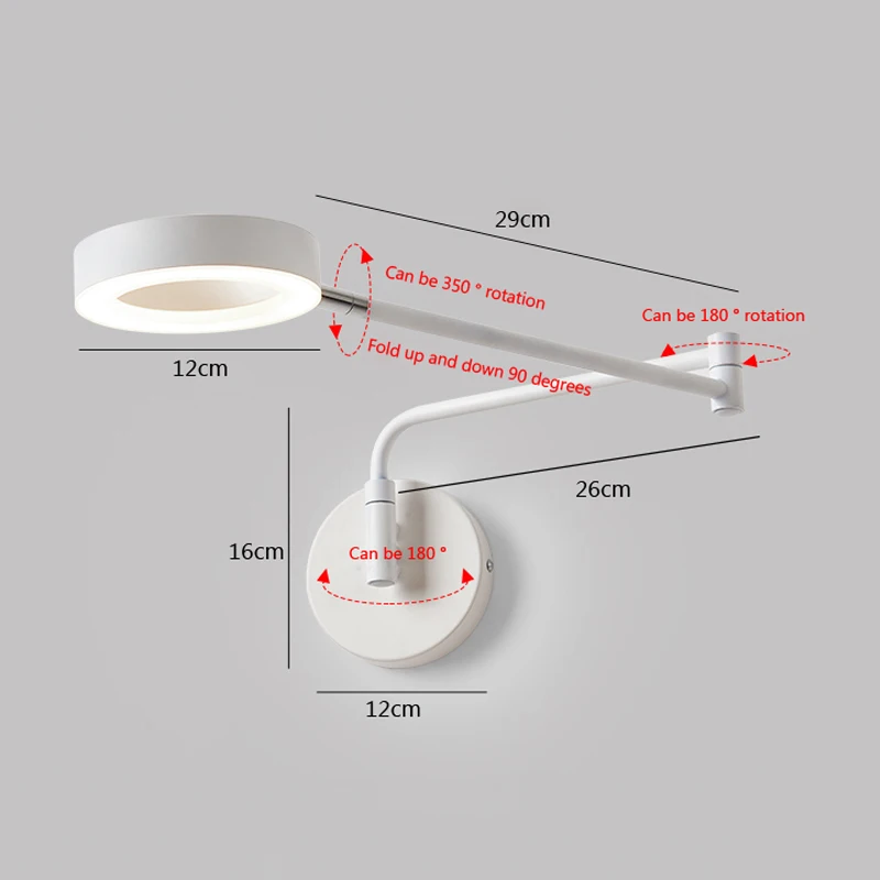 Nordic Bedroom Led Telescopic rocker Wall Lights Modern Creative  Long Arm Folding Bedside Wall Sconces Reading Lighting Fixture