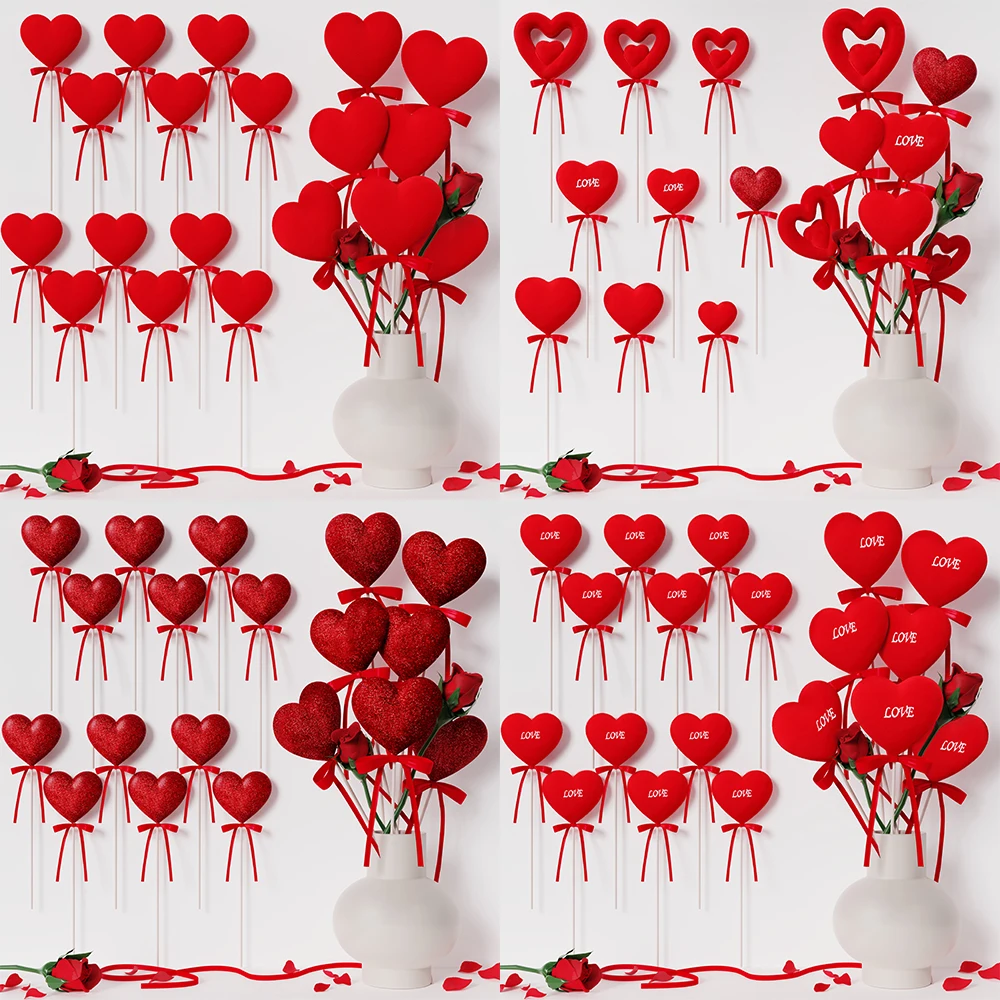 6/12pcs Valentine's Day Red Heart-shapeds Proposal Engagement Home Decor Ornaments Valentine’s Day Wedding Gift Hug Bucke