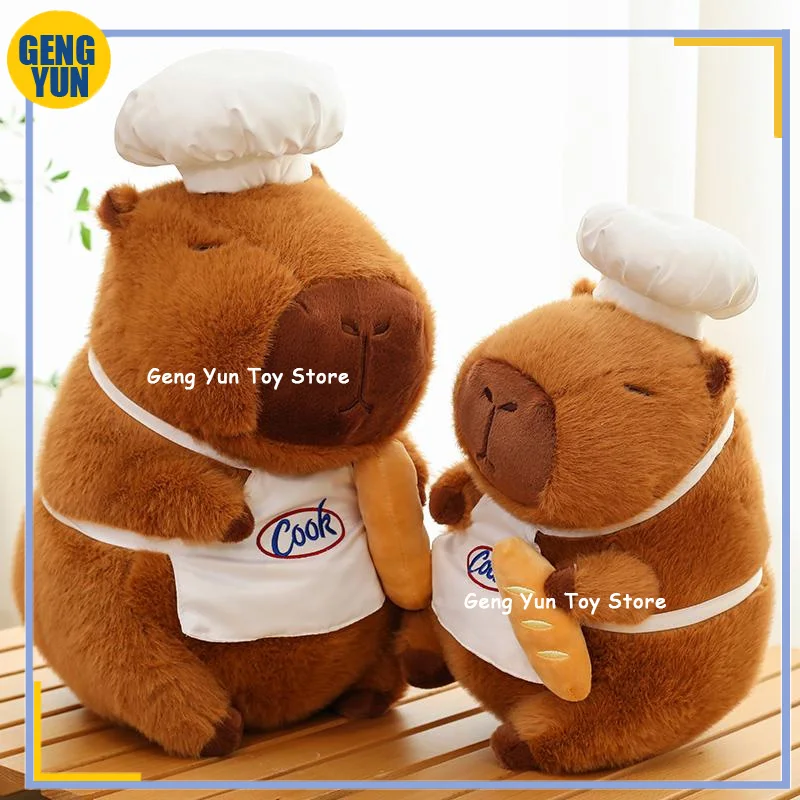 Cute Chef Capybara Plush Doll Capibara Soft Stuffed Animal Anime Fluffty Toy Kawaii Room Decor Kids Birthday Xmas Custom Gift