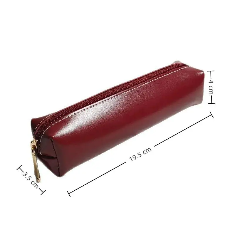 Estojo compacto de couro PU para pincéis de maquiagem e papelaria – leve, portátil, grande capacidade