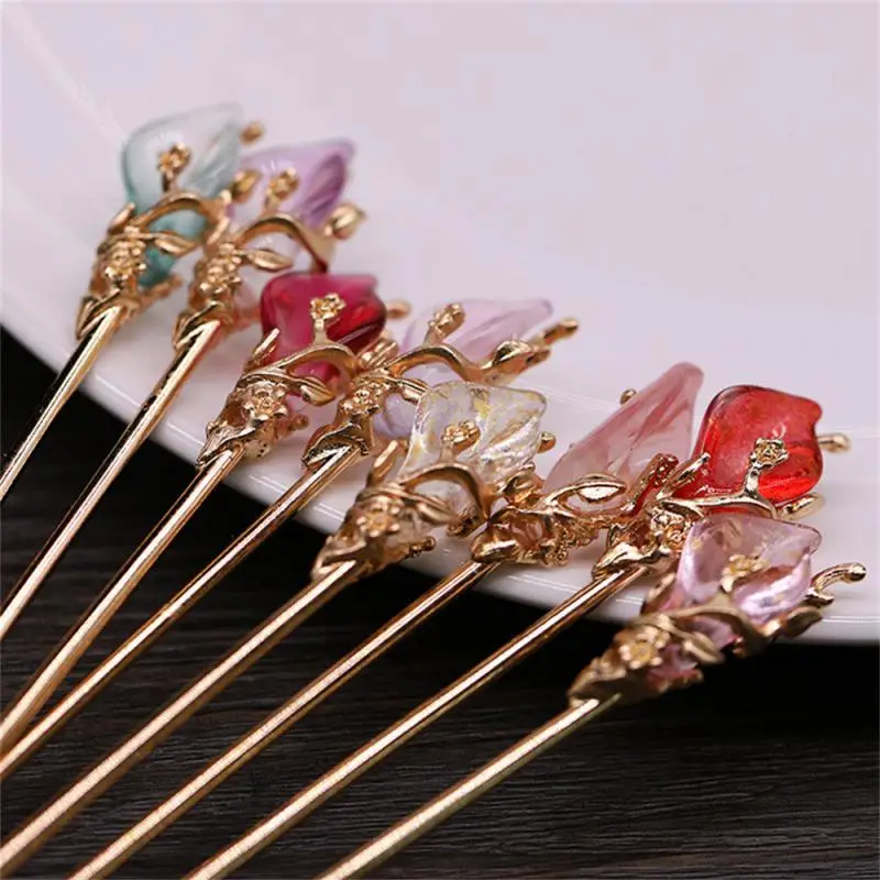 Vintage Chinese Style Hanfu Hair Chopsticks Hairpin Women Metal Glaze Hair Fork Woman Jewelry Hair Clip Hair Stick Accessories