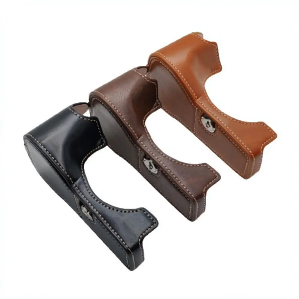 Protective PU Leather Bottom Case For Panasonic G85 G95 Camera Vintage Style Half Body Cover With Battery Access Opening