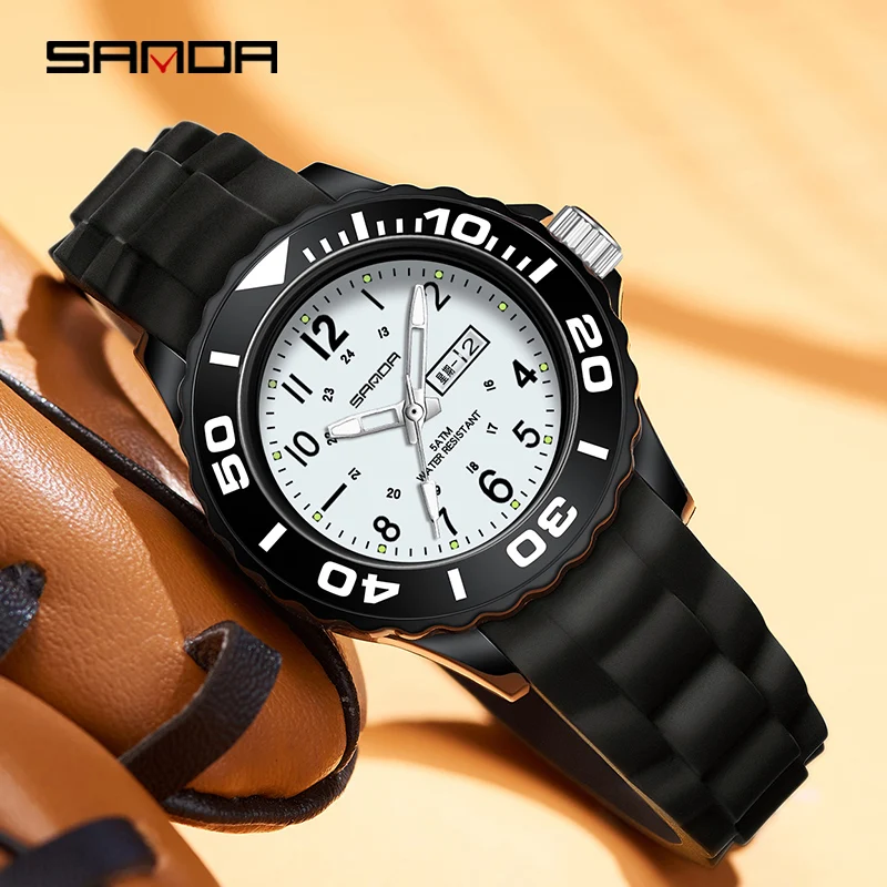 SANDA Men Women\'S Quartz Watches Fashion Women Waterproof Sport Watch  Digital Wristwatch Thin Ladies Design Clock Reloj Mujer