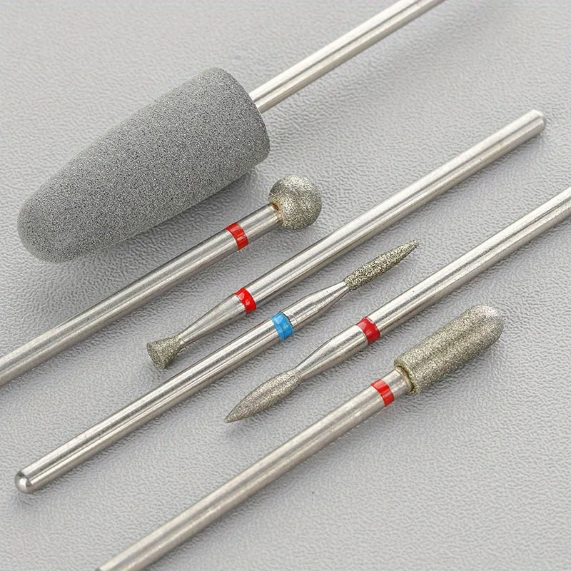 6Pcs Diamond Sand Nail Files Drill Cuticle Polishing Bit Nail Grinding Head Electric Manicure Set for Removing Acrylic Nails Gel