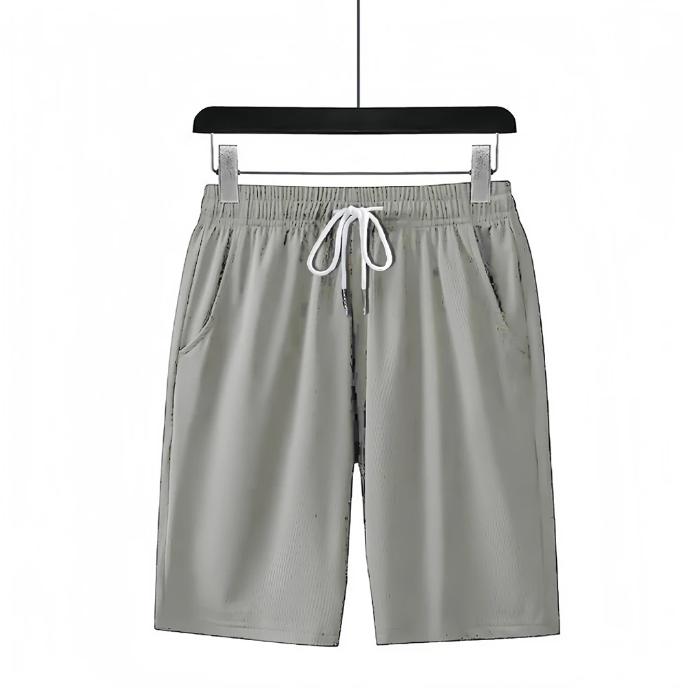 Pantalones informales de verano, pantalones cortos con agujeros de malla, tela transpirable, ropa cómoda hasta la rodilla, pantalones cortos informales de secado rápido