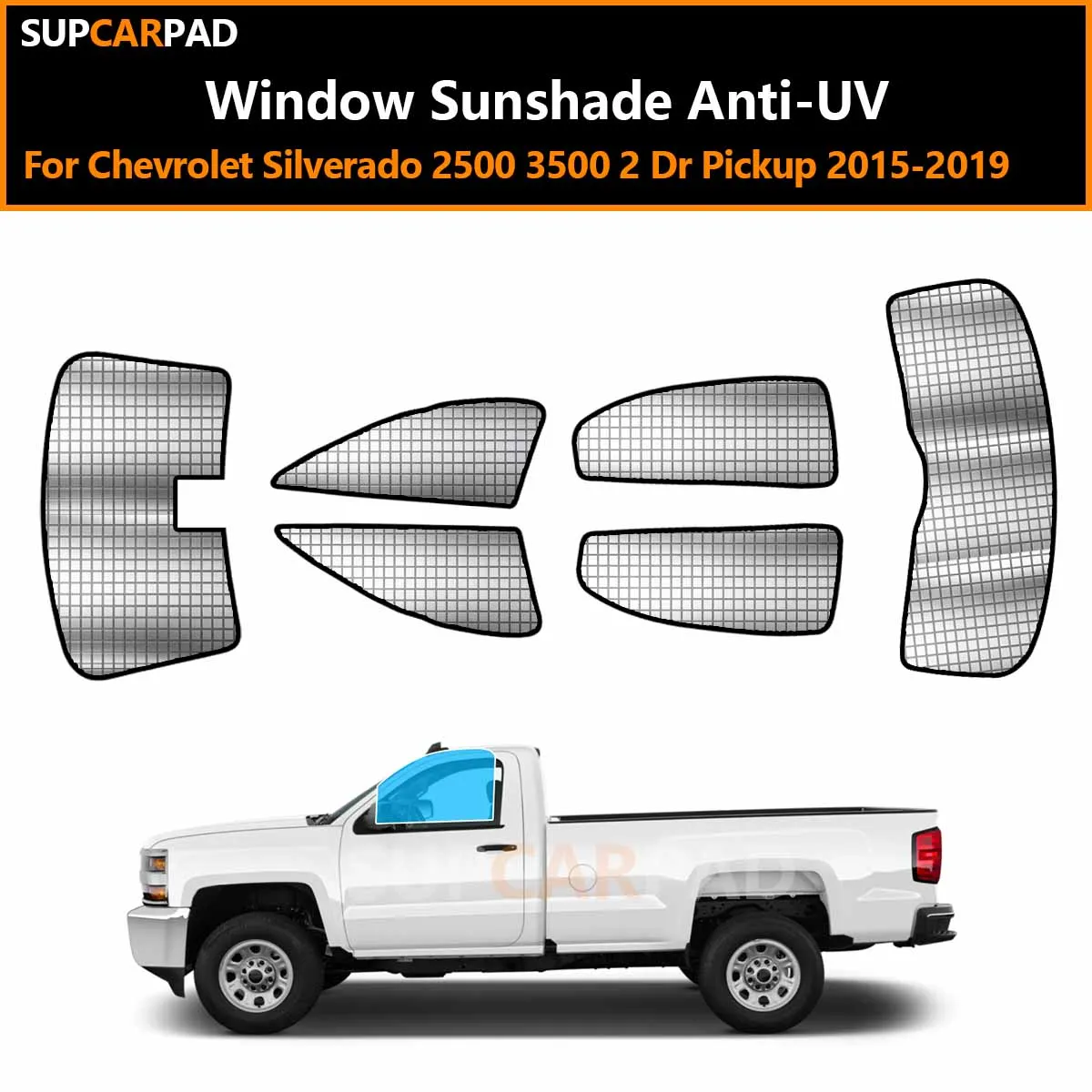 

For Chevrolet Silverado 2500 3500 2 Dr Pickup 2015-2019 Custom Car Window Sunshade Anti-UV Car Sun Window Visors Sunshade Covers