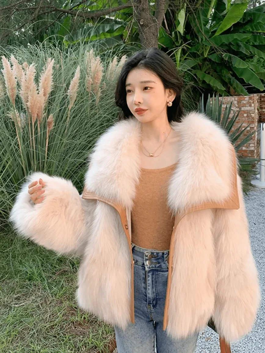 Fashion Faux Fur Coat Womens 2024 New Winter Jacket Thicken Warm Loose Faux Fur Coats Female Single Breasted Outwear