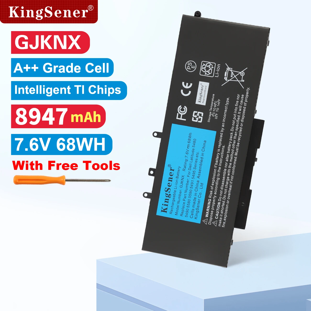 

Аккумулятор KingSener GJKNX для ноутбука DELL Latitude E5480 5580 5490 5590 для DELL Precision M3520 M3530 Series GD1JP 7,6 V 68WH