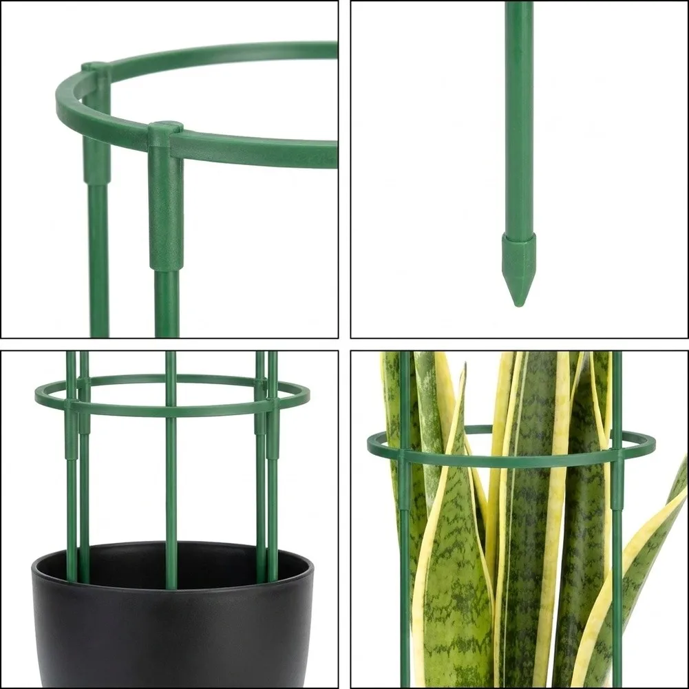 Green ABS Plastic Stackable Plant Stakes 24 pcs for Garden Pots Tomatoes Peonies Hydrangeas and Climbing Plants