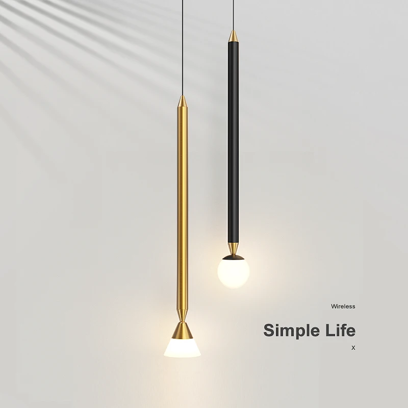 

Modern simple style dumb black sand goldfish line restaurant pendant lamp bar bedside pendant lamp LED lamp decoration