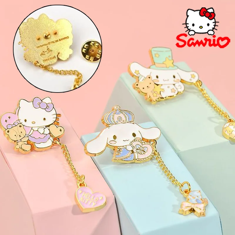 

Sanrio Hello Kitty Cinnamoroll Brooch Cartoon Cute Kids Metal Brooch Student Backpack Lapel Collar Pins Jewelry Accessory Gifts