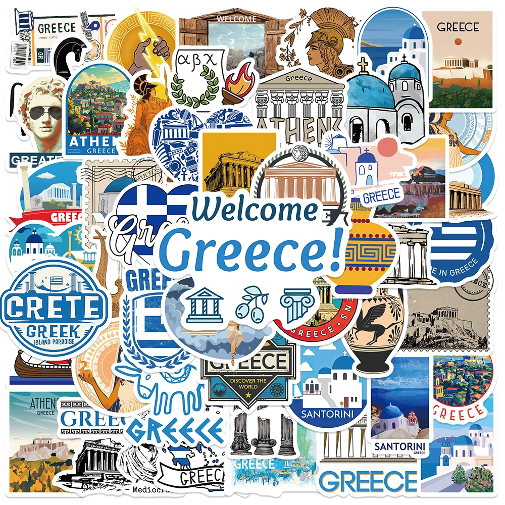 50pcs Tourist Landscapes Greece Travel Stickers DIY Scenery Cartoon Sticker Diary Scrapbooking Car Motorcycle Decorative Decals