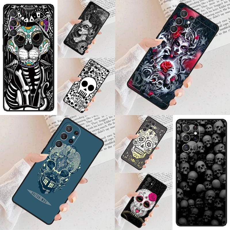 Cleopatra egyptian princess cat skull hieroglyphic Case For Samsung Galaxy S24 S23 S22 S21 Ultra Note 10 Pro S20 Plus Cover