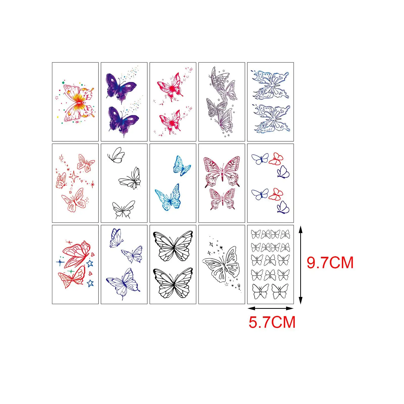 ملصق وشم مؤقت مقاوم للماء بتصميم فراشة ورقي لتزيين حفلات أعياد الميلاد والذراع والوجه #6