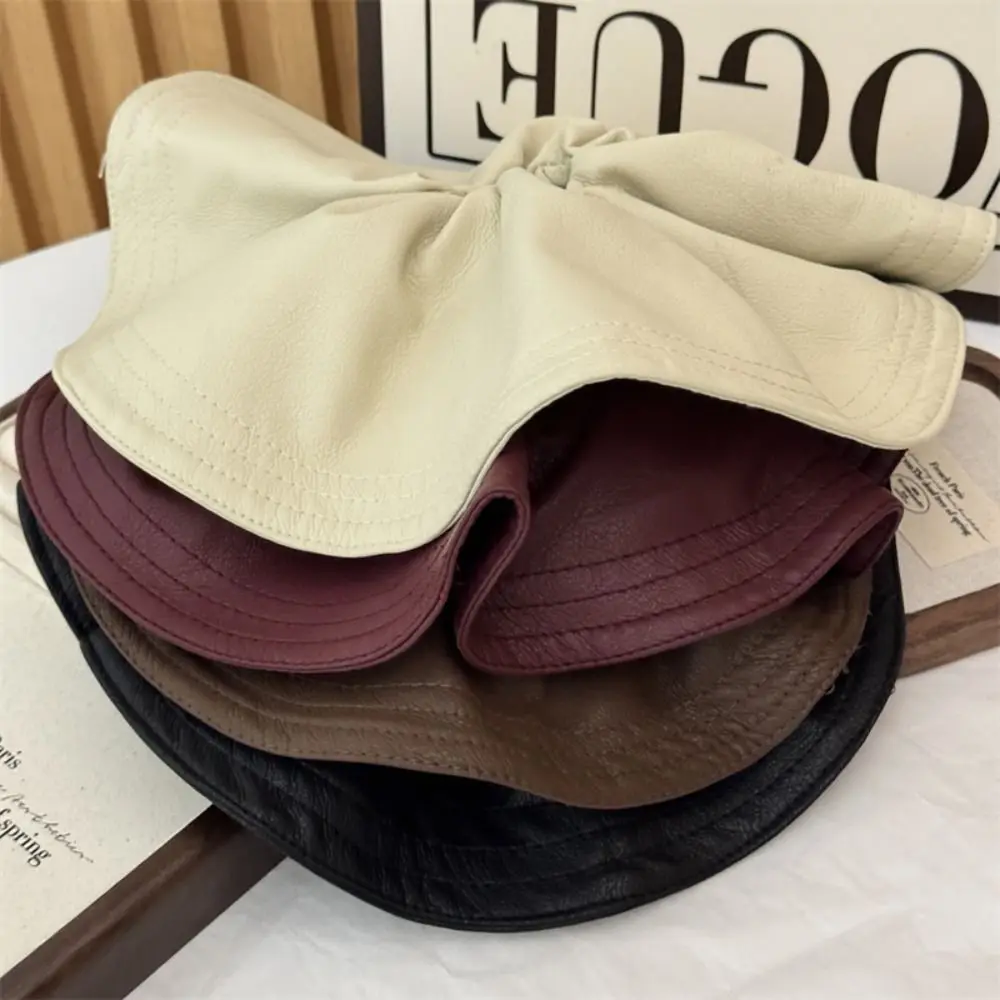 

Oversized Leather Scrunchies Solid Color Sweet Large Intestine Hair Rope Trendy Ponytail Holder Elastic Hair Rope Women