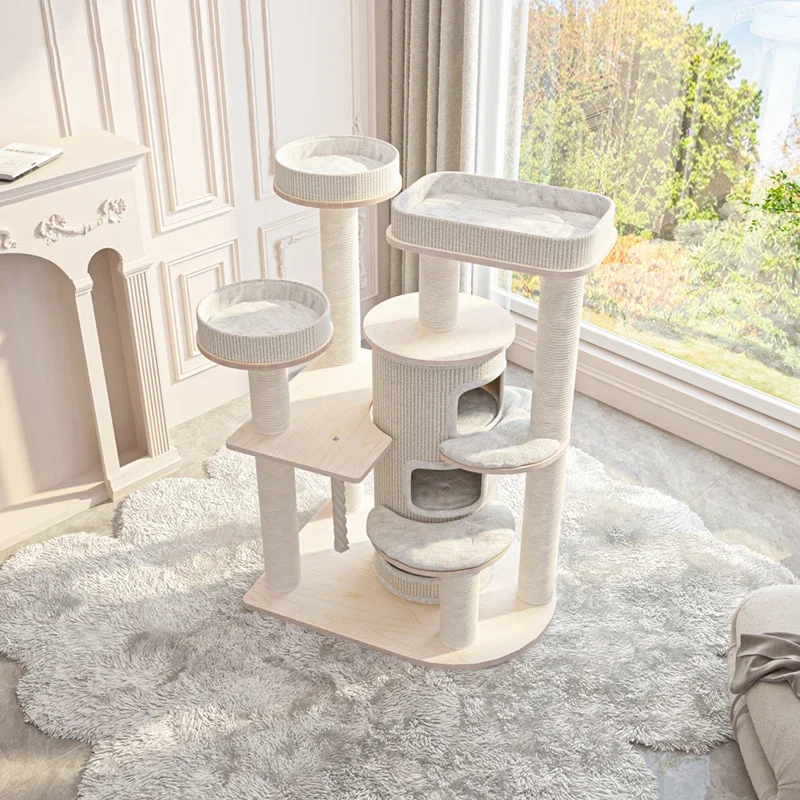 China Factory Wholesale Price New Designed Luxury Cat Tree Tower Sisal Scratcher Wood Luxury Cat Condo Cat Tree