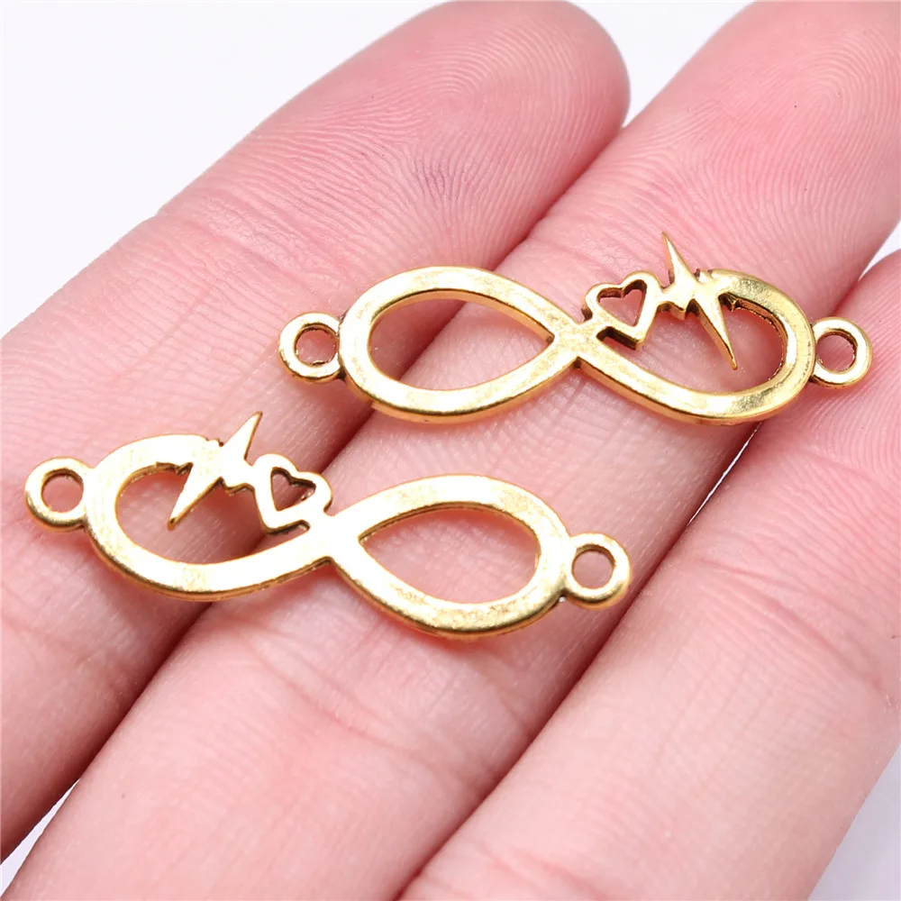 Jewelry Findings Components Infinity Symbol Heart Heartbeat Connector Charms For Bracelets Charm Pendant