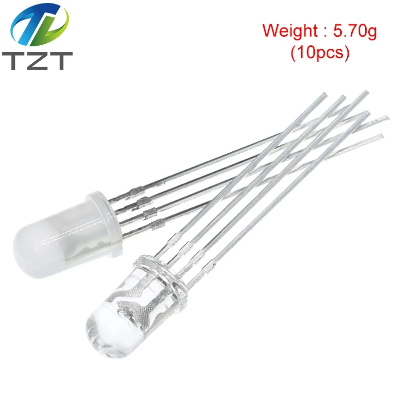 10pcs 5mm RGB LED Common Cathode / Common Anode Tri-Color Emitting Diodes f5 RGB Diffused / Transparent Highlight