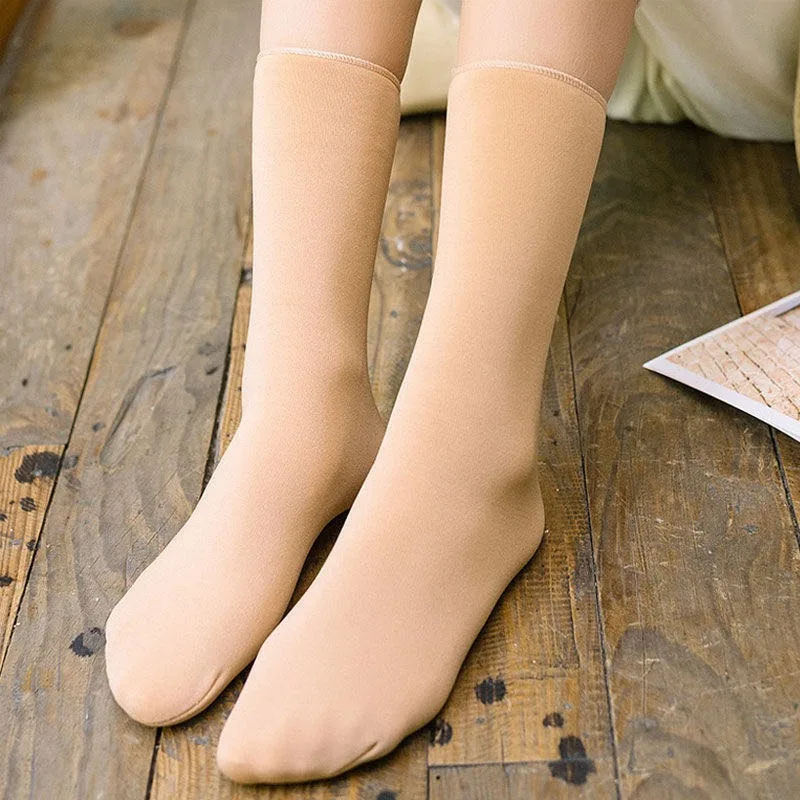 Winter Warm Solid Women Socks Thicken Thermal Socks Wool Cashmere Black Skin Seamless Snow Sock Velvet Unisex Socks