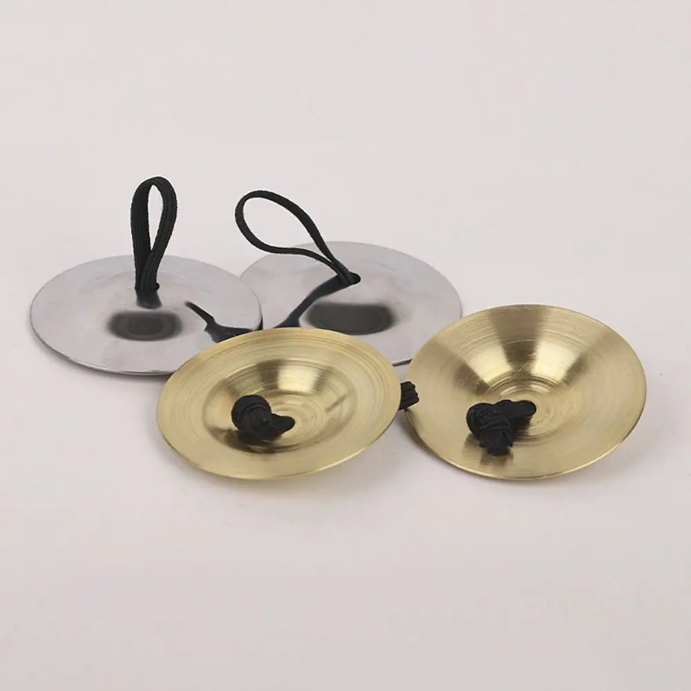 2Pcs Portable Finger Cymbal Mini Traditional Percussion Instrument Early Education Golden/Silver Belly Dance Cymbal