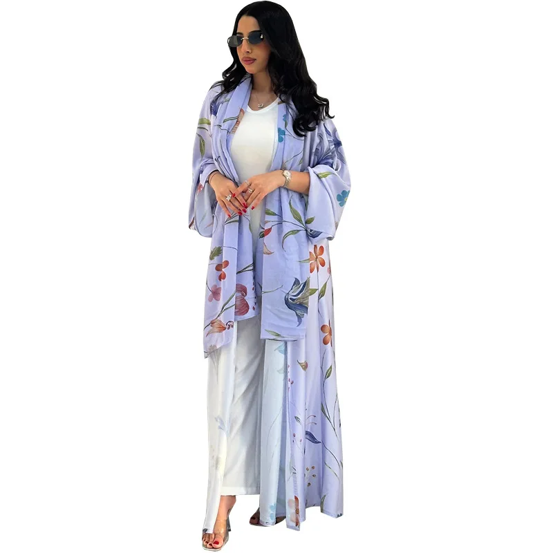 

Роскошный шарф Абая длиной до пола с цветочным принтом Абая с капюшоном и вышивкой Абая Изысканный консервативный шифоновый кафтан