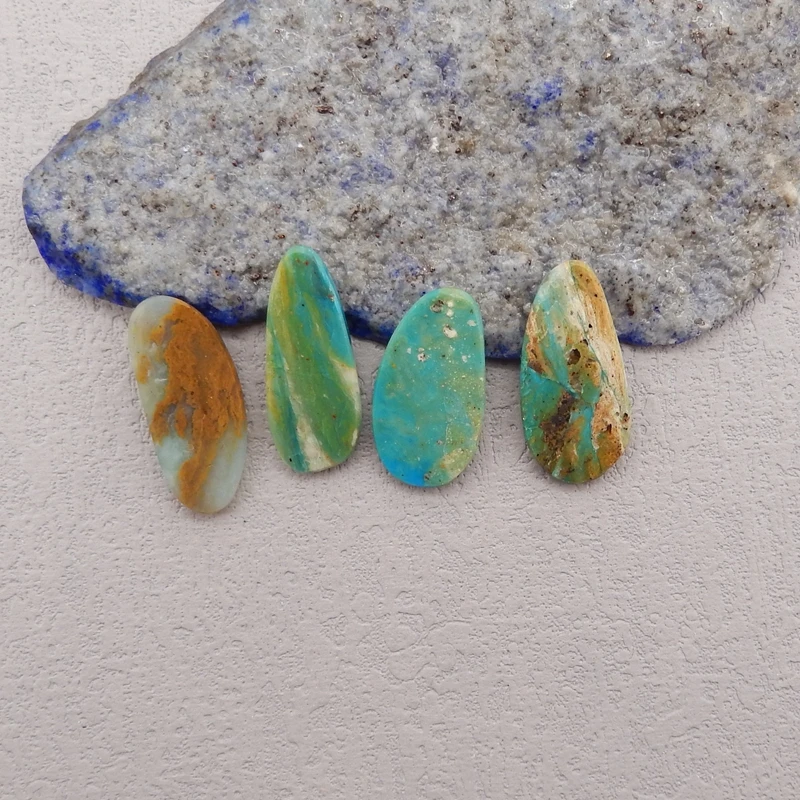 4pcs Natural Stone Cabochons,Blue Opal Gemstone Bracelet Necklace Pendant DIY Jewelry Accessories 26x21x5mm 9g